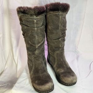 Bass Denver Suede Leather Faux Fur Boots Sz 7
